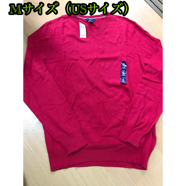 GAP(ギャップ)の【新品未使用】GAP Ｖネックセーター　レッド　Mサイズ　定価4400円 メンズのトップス(ニット/セーター)の商品写真