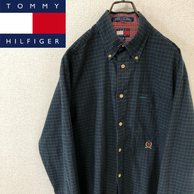 TOMMY HILFIGER(トミーヒルフィガー)の【90’s】トミーヒルフィガー　ボタンダウンシャツ 刺繍ロゴ 長袖 チェック メンズのトップス(シャツ)の商品写真