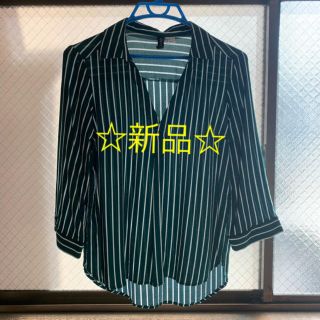 エイチアンドエム(H&M)の☆新品☆  H&M  ブラウス  ストライプシャツ  (シャツ/ブラウス(長袖/七分))