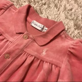 ポロラルフローレン(POLO RALPH LAUREN)のラルフローレン ベビー服 カバーオール 60 女の子 ベロア ピンク(カバーオール)