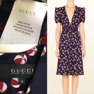 Gucci - Gucci グッチ ワンピース シルク ハート プリント ビーチ