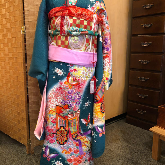 七五三 7歳振袖セット 筥迫セット付き - 和服/着物