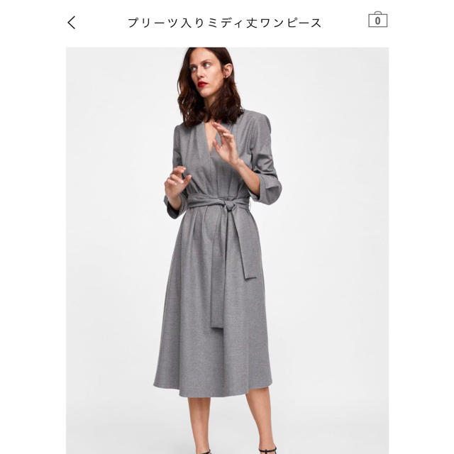 ZARA(ザラ)の新品＊ZARAプリーツ入りミディ丈ワンピース レディースのワンピース(ひざ丈ワンピース)の商品写真