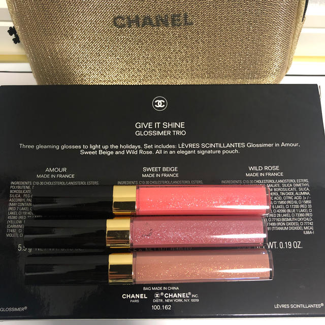 【CHANEL】新品&限定品♡リップグロス3本&ポーチ付