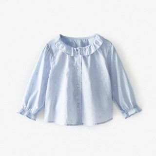 ザラキッズ(ZARA KIDS)のzara baby girl 水玉シャツ ブルー4/5years 110cm(ブラウス)