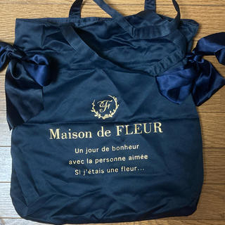 メゾンドフルール(Maison de FLEUR)のMaison de FLEUR ダブルリボントートバック　ネイビー(トートバッグ)