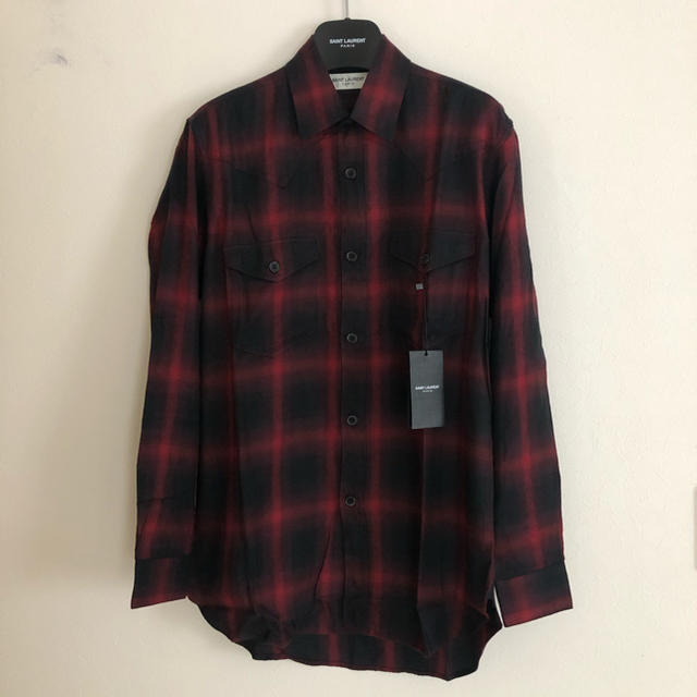 新品！SAINT LAURENT オーバーサイズチェックシャツ サイズSタグ