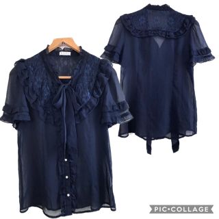 アクシーズファム(axes femme)の167.ボータイフリルレースブラウス(シャツ/ブラウス(半袖/袖なし))