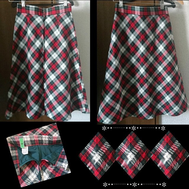 Lochie(ロキエ)のvintage タータンチェック チェック クラシカル レッド レディースのスカート(ひざ丈スカート)の商品写真