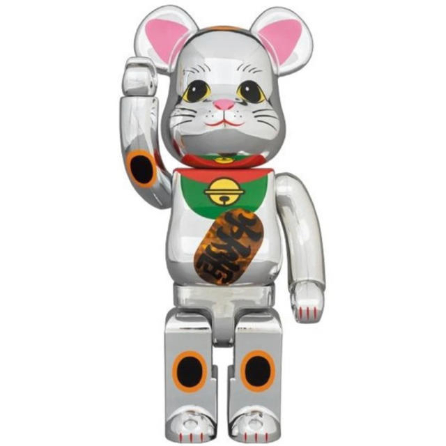 BE@RBRICK 招き猫 銀メッキ 発光 400％