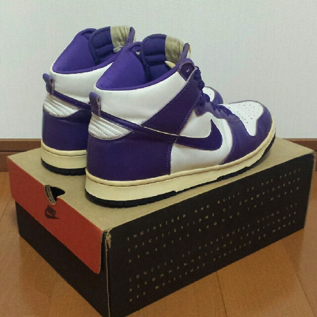 NIKE(ナイキ)の1999 NIKE DUNK HIGH LE(白×紫)US10【QS1】 メンズの靴/シューズ(スニーカー)の商品写真