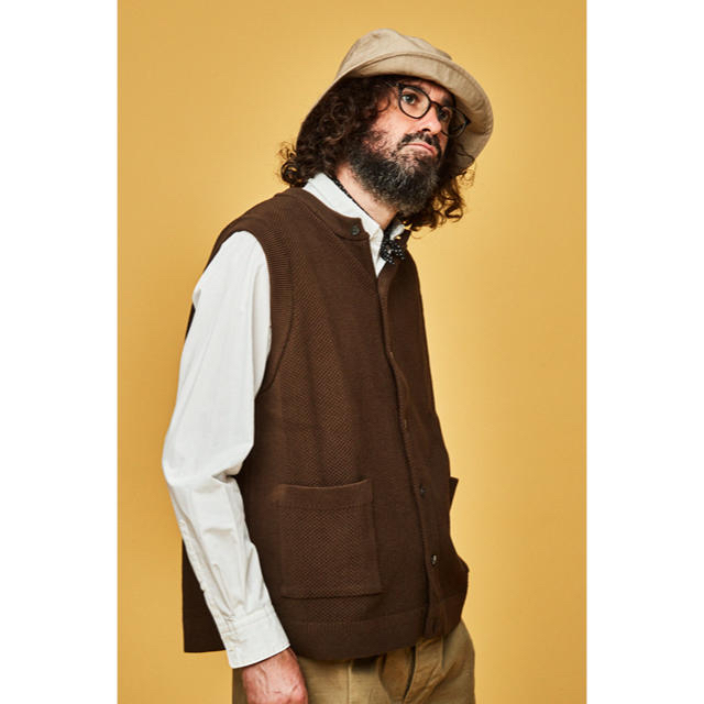 【YASHIKI】Tsukushi Knit Vest（BROWN）