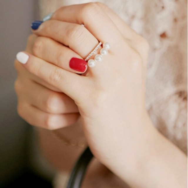 ☆即日発送☆ピンクゴールド パールリング☆指輪 フリーサイズ レディースのアクセサリー(リング(指輪))の商品写真