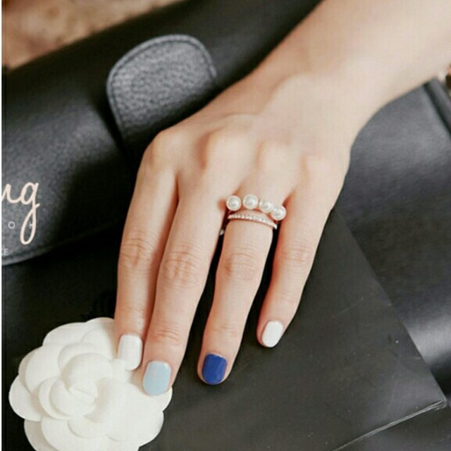 ☆即日発送☆ピンクゴールド パールリング☆指輪 フリーサイズ レディースのアクセサリー(リング(指輪))の商品写真