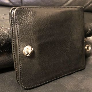 クロムハーツ(Chrome Hearts)の正規品■クロムハーツ ワンスナップ クロスボタン ヘビーレザー 2つ折り 財布(折り財布)