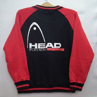 ヘッド(HEAD)の古着☆ヘッド☆head☆黒赤S長袖☆ラグランスウェット☆テニス(スウェット)