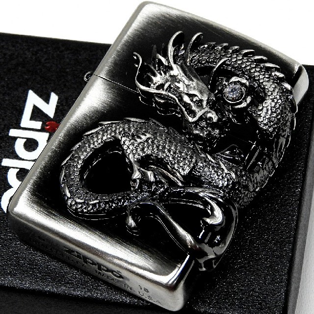 ZIPPO(ジッポー)の送料無料☆zippo☆2面☆龍神メタル☆アンティークシルバー☆ジッポ メンズのファッション小物(タバコグッズ)の商品写真