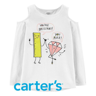 カーターズ(carter's)の【carters】カーターズ 肩出し 長袖 Tシャツ ホワイト 120cm(Tシャツ/カットソー)