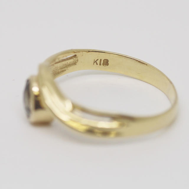 【購入申請あり】サイズ15号無料K18YGイエローゴールド アクアマリンリング レディースのアクセサリー(リング(指輪))の商品写真