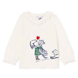 プチバトー(PETIT BATEAU)のプチバトー☆ねこちゃん☆プリント衿つきカットソー(シャツ/カットソー)