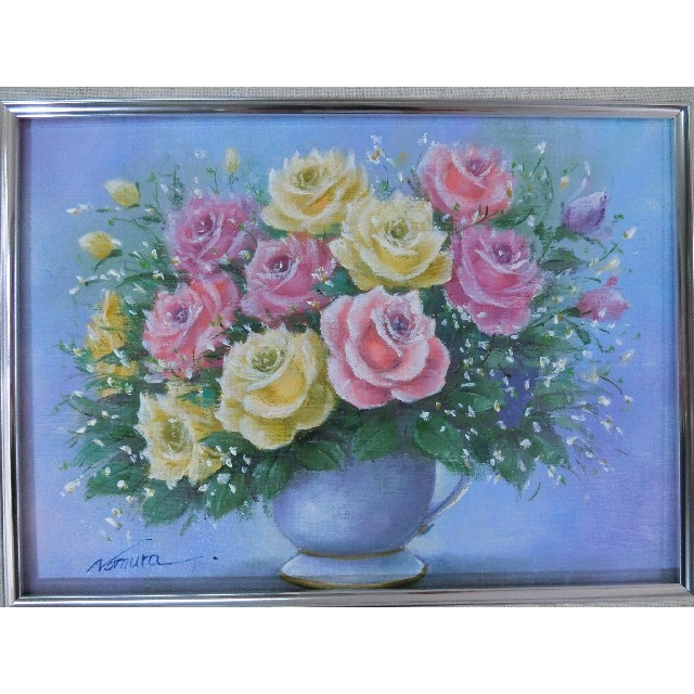 sale【ART】野村正昭真筆(薔薇)4号有名画家