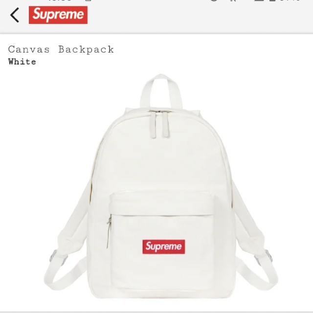 バッグSupreme　Canvas Backpack　ホワイト　シュプリーム