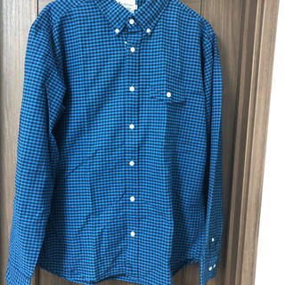 未使用　日本製　長袖ブルーギンガムチェックシャツ(シャツ)