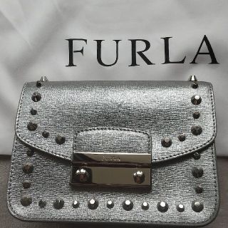 FURLA ジュリア ミニ チェーンショルダーバッグ レザー シルバー