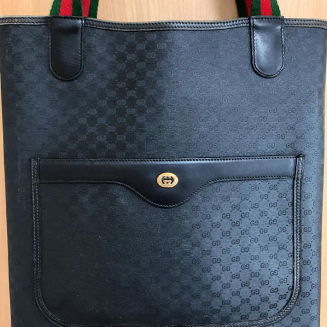 Gucci(グッチ)のGUCCI  ショルダートート　ブラック×シェリーライン レディースのバッグ(トートバッグ)の商品写真