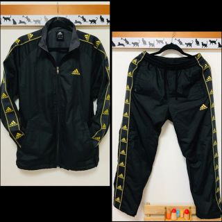 アディダス(adidas)の【美品】adidas(アディダス)中綿入りジャージ上下セット★黒×金★M★(ジャージ)