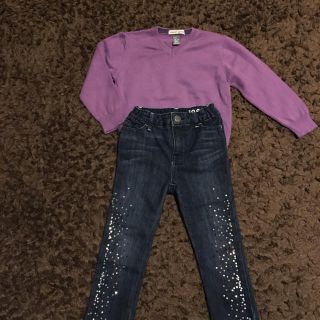 ザラキッズ(ZARA KIDS)のZARAkids パープルVネックセーター 97(ニット)