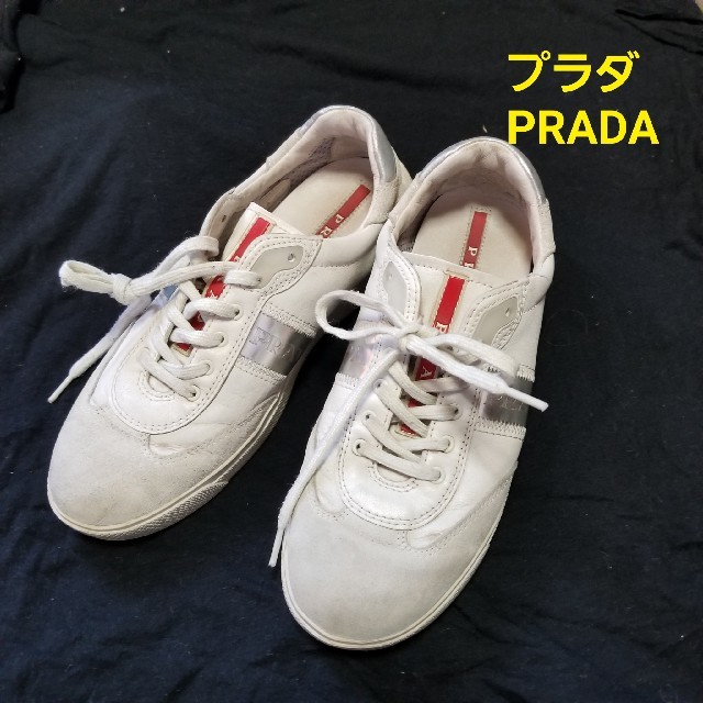 PRADA　プラダ本革レザースニーカー　36.5レディース