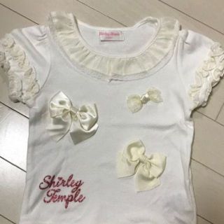 シャーリーテンプル(Shirley Temple)のリボンフリルカットソー（100 cm オフホワイト）(Tシャツ/カットソー)