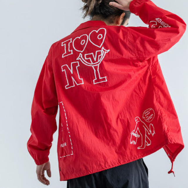 STUSSY(ステューシー)の新品未使用  Lサイズ　赤　RED マークゴンザレス　コーチジャケット メンズのジャケット/アウター(ナイロンジャケット)の商品写真