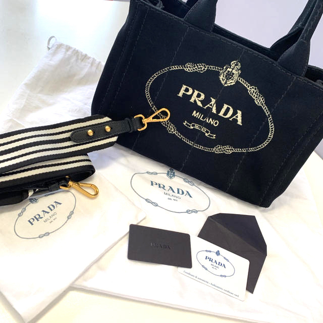 玄関先迄納品 PRADA - ※ Mio※ プラダ カナパ トートバッグ 黒 ブラック