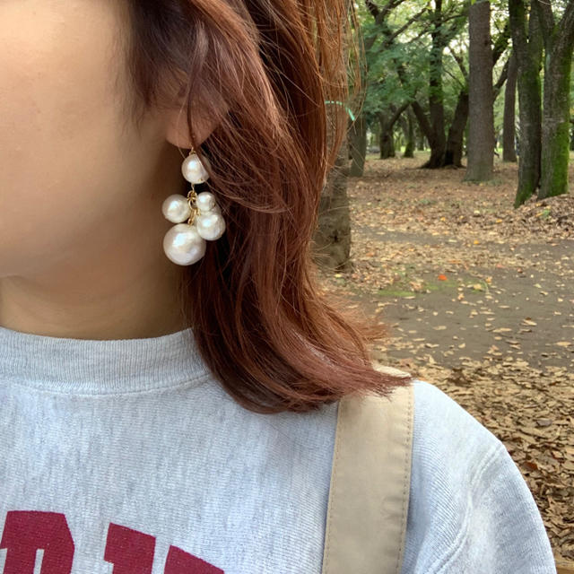 BEAUTY&YOUTH UNITED ARROWS(ビューティアンドユースユナイテッドアローズ)の再∞販 pearl tappuri pierce ハンドメイドのアクセサリー(ピアス)の商品写真