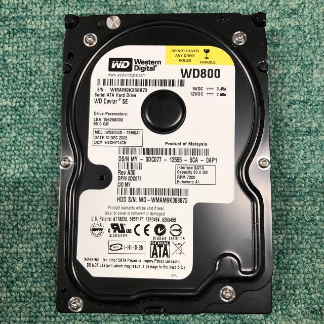 SATA中古HD(完動品) WesternDigital WD800 80.0G スマホ/家電/カメラのPC/タブレット(PCパーツ)の商品写真