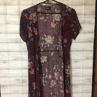 トップショップ(TOPSHOP)のdotti 半袖　花柄ロングカーデ(カーディガン)