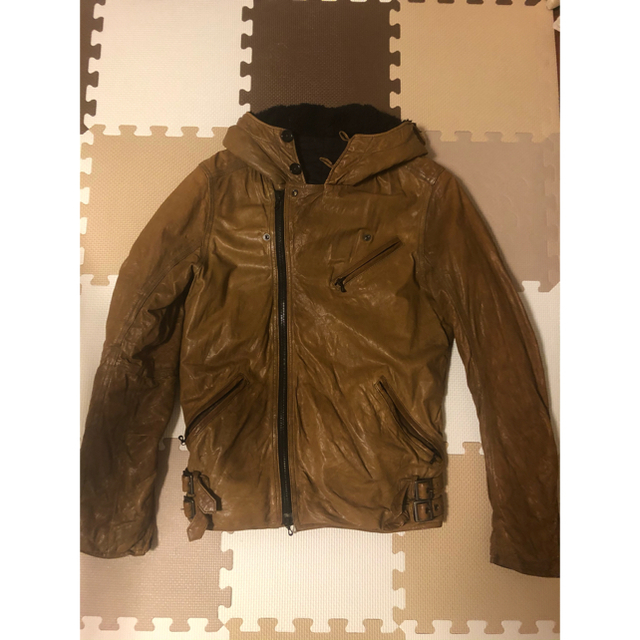 SHELLAC レザージャケット Leather Jacket 48 ブラウンサイズ