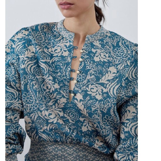 【試着のみ】ZARA ジャカードワンピース S