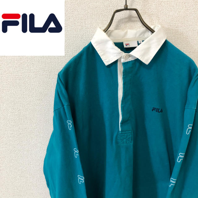 FILA(フィラ)の古着 フィラ ラガーシャツ 刺繍 ロゴ　ゆるだぼ　レアカラー メンズのトップス(Tシャツ/カットソー(七分/長袖))の商品写真