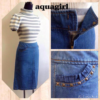 アクアガール(aquagirl)の新品タグ付aquagirlデニムスカート(ひざ丈スカート)
