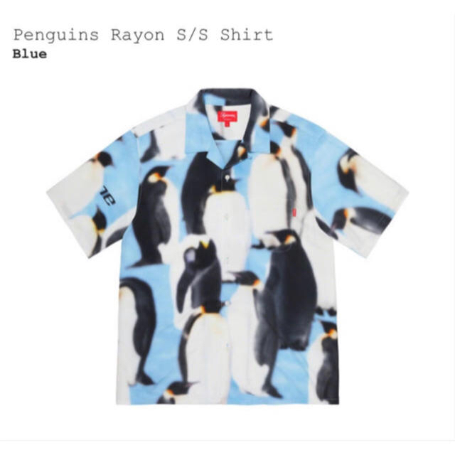 M penguins rayon S/S shirt blue supreme