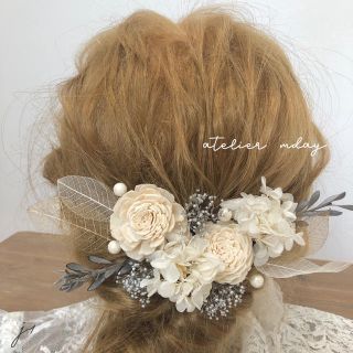 髪飾り【J1】ヘッドパーツ　ドライフラワー　結婚式　成人式　卒業式(ヘアアクセサリー)