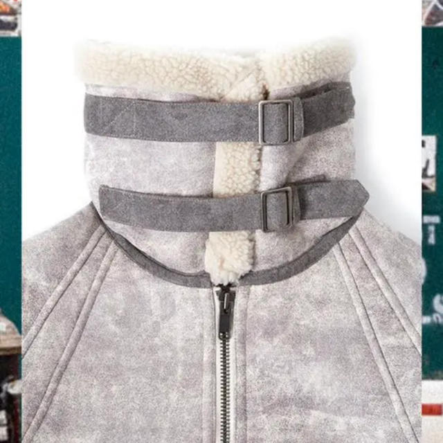 perverze Wide Collar Mouton Coat / Gray レディースのジャケット/アウター(ムートンコート)の商品写真