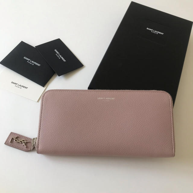 レディース美品 SAINT LAURENT サンローラン ラウンドファスナー長財布 正規品