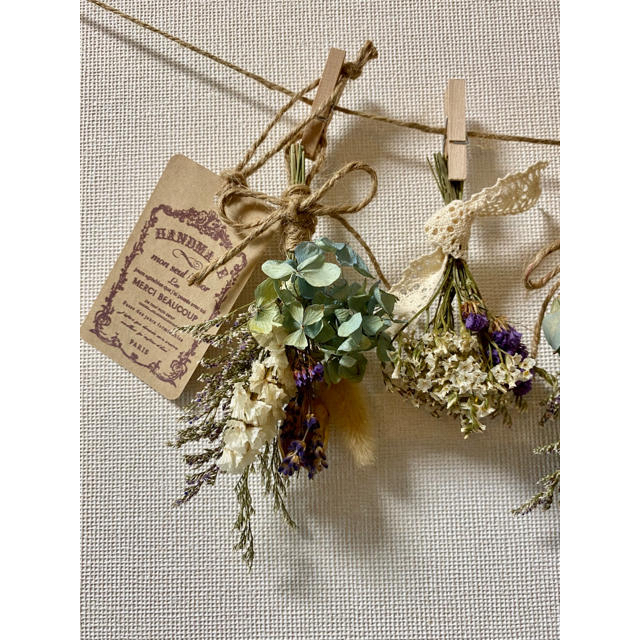 お花たっぷりドライフラワースワッグ ガーランド❁¨̮㊼アンティーク 紫陽花 秋色 ハンドメイドのフラワー/ガーデン(ドライフラワー)の商品写真