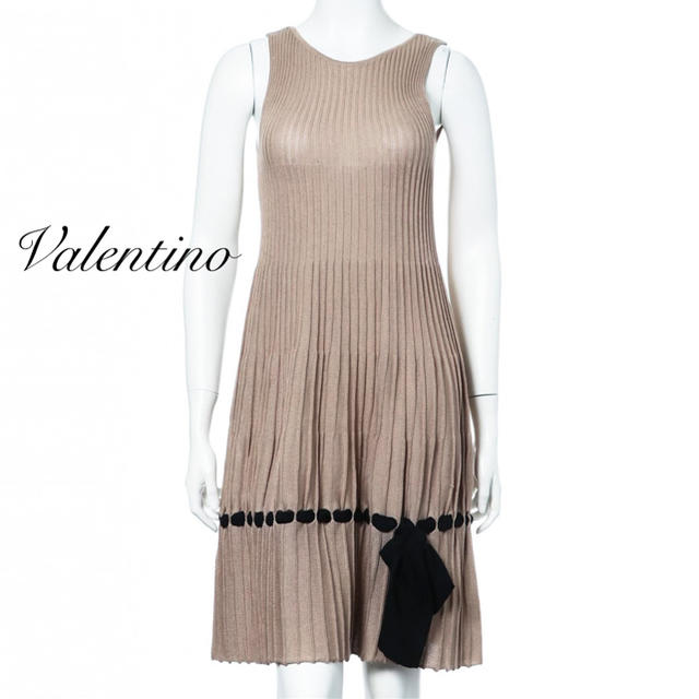 【VALENTINO】リボンプリーツニットワンピース