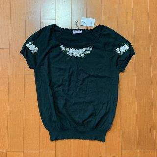 アナトリエ(anatelier)の新品☆ アナトリエのお花モチーフ付き半袖ニット(ニット/セーター)