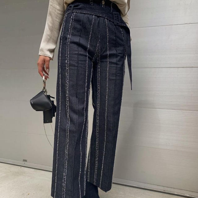 新品未使用タグ付き????NEEDLE STRIPE DENIM PANTS